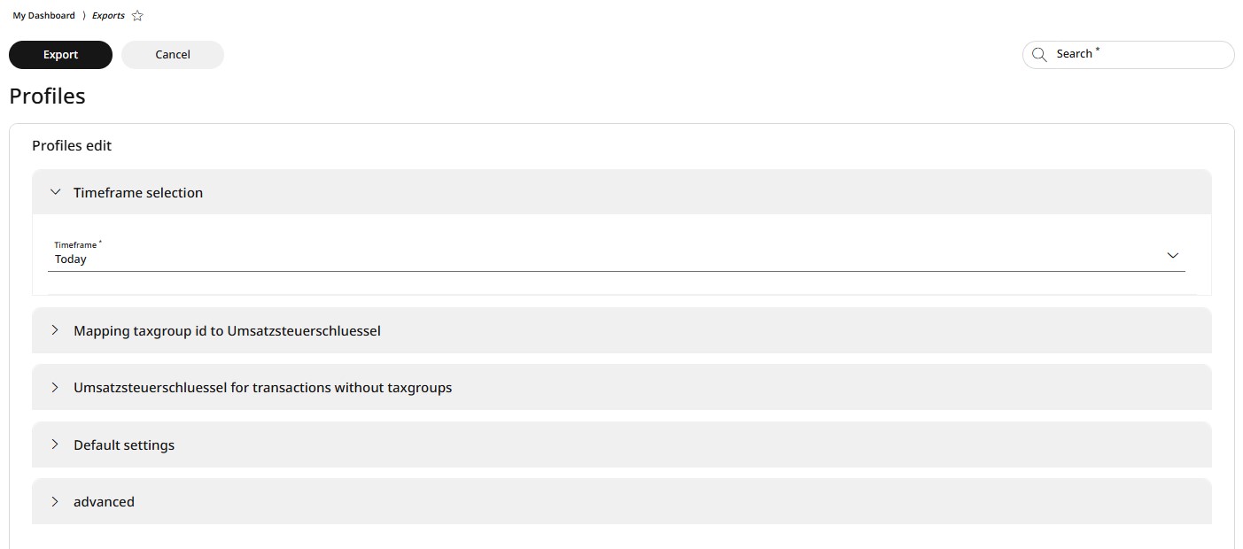 DSFinV-K export setting options